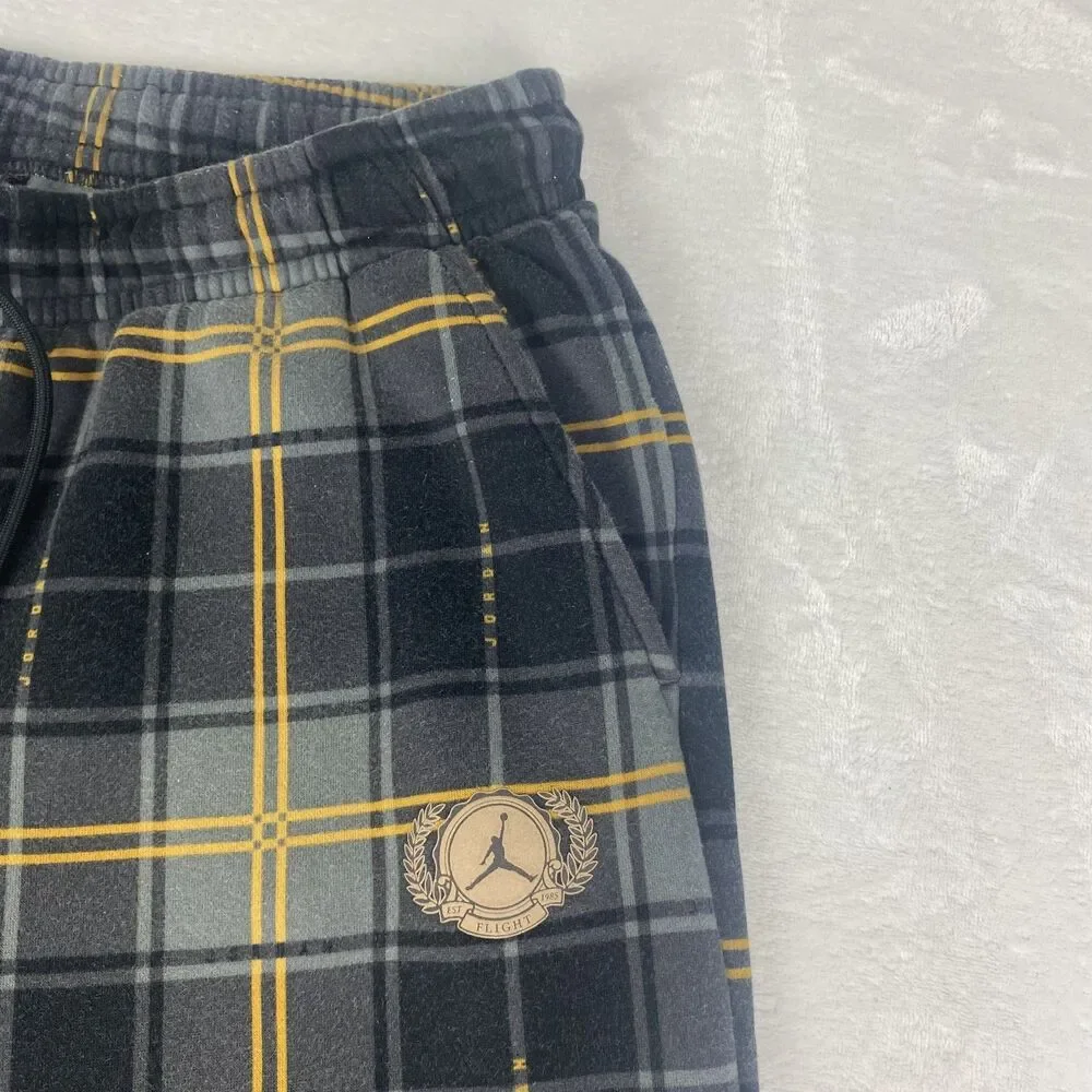 Jordan Hoodie and Sweatpant Set Mens  Extra Large Black Gold Plaid Logo Casual